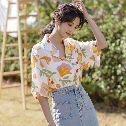 Floral Womens Tops And Blouses Summer Colorful Blusas Casual Loose Shirt Bohemia Femme Button Pockets Blouse Mujer