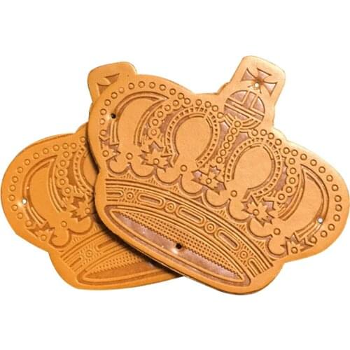 Jeans Diy Craft Supplies Crown Shape Hand Made Pu Leather Clothes Labels For Shoes Bag Leather Badge Handmade Tags For Clothing