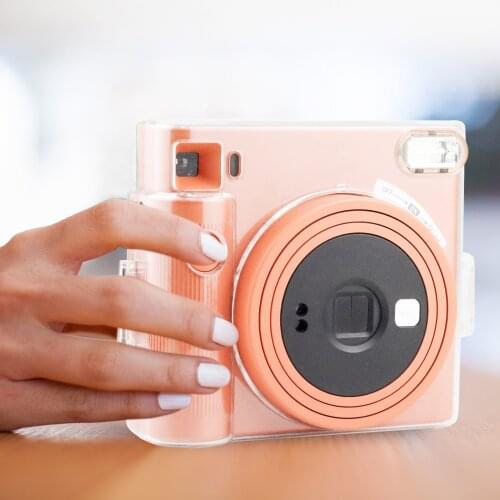 BRDRC Crystal Clear Hard PVC Protective Case Cover with Removable Shoulder Strap for Fujifilm Instax Square SQ1 Camera