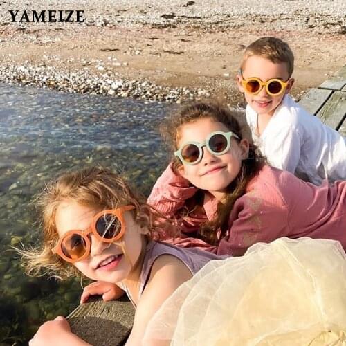YAMEIZE Round Kids Sunglasses Girls Children Goggles Baby Boys Anti-UV Sun Glasses Shades Colorful UV400 Eyewear Gafas De Sol