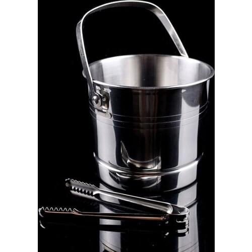 Kitchen Wine Tools Portable Bar Cooler Party Club Ice Bucket With Tongs Container Keg Stainless Steel Lid