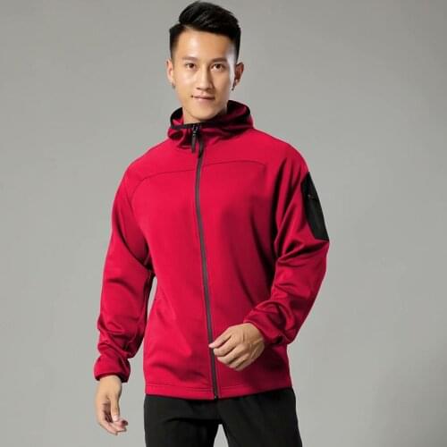 Spring and Autumn New Hooded Sports Jacket Mens Workout Wear Training Long Sleeve Tops Competition Training Wear