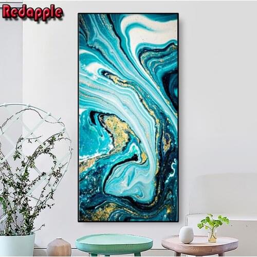 Abstract Magma 5D DIY Full Drill Round Diamond Painting Diamond Embroidery Mosaic Kit Blue lines Home Decor large size Wall Gift