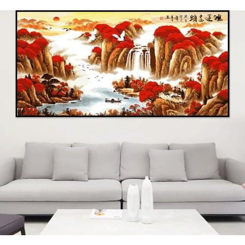 Large Size 60x120cm DIY Painting By Numbers Chinese Traditional Landscape Painting Paint By Numbers for Adults on Canvas Art