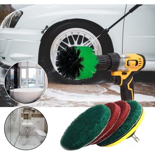 9Pcs Drill Brush Attachment Kit Power Scrubber Drill Brushes with 6 Inch Long Reach Extension Car Bathroom Cleaning