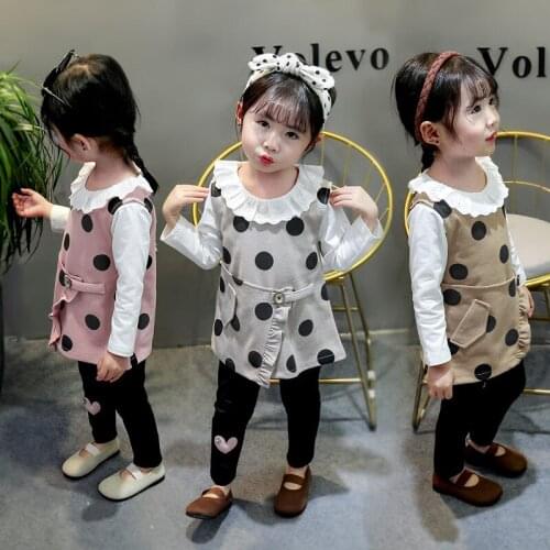2020 New Autumn Baby Girls Clothing Suits Toddler Infant Clothes Suits dot dress T Shirt Pants 3Pcs/sets Children Costume sets