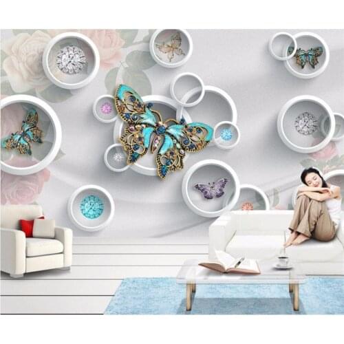 Beibehang Custom wallpaper 3d mural papel de parede living room modern simple jewelry butterfly mural TV background wall paper