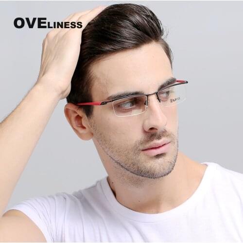 2020 Optical Glasses frame Men prescription Myopia transparent glasses mens eyeglasses frame male Half Metal Spectacles eyewear