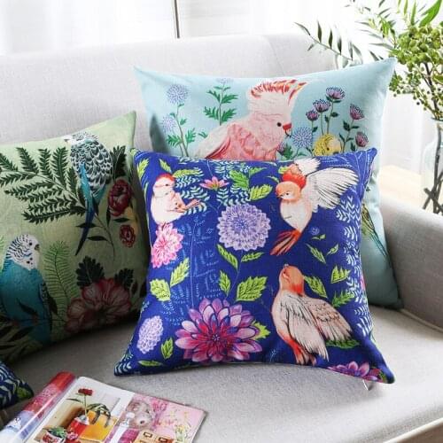 American pastoral flower and bird office waist pillow pillowcase Nordic sofa cushion car cushion homestay furnishings pillowcase