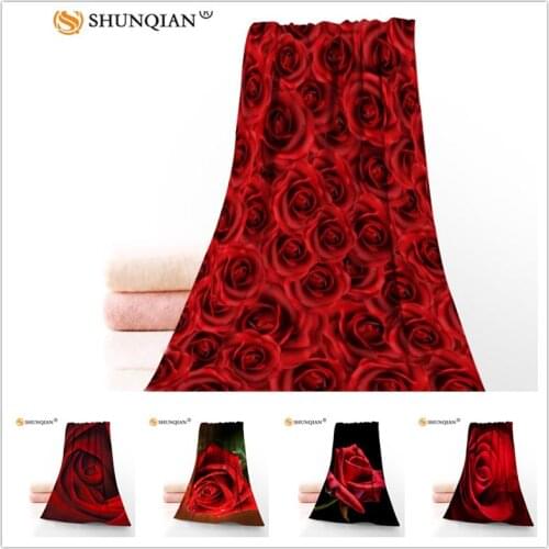 Custom Romantic red roses 35x75cm Face Towels Facecloth Microfiber Washcloth Quick drying Sports Towel