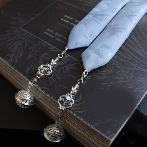 Blue Hanfu Hairband Ancient Bell Pendant Ribbon Headdress Daily Hair Accessories Cosplay Prop Decor Women Girl Gift