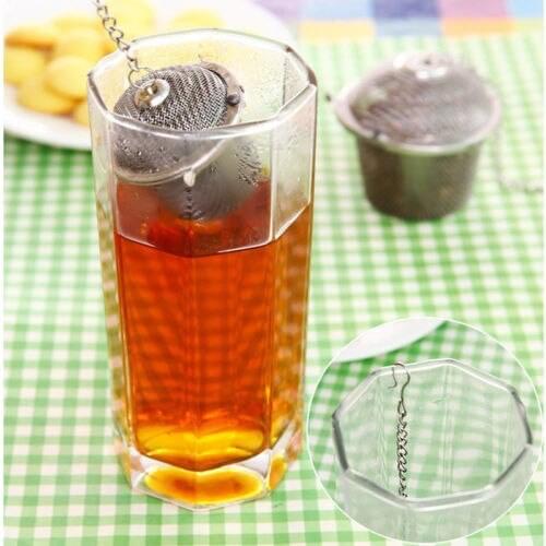 Practical Easily Clamps Stainless Steel Herbal Tea Ball Spice Strainer Mesh Infuser Filter Silver S/M/L