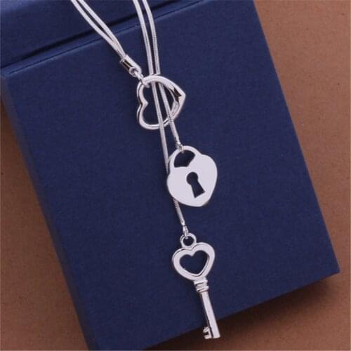 Promotional high-quality silver color jewelry exquisite fashion women classic necklace key charms women lady wedding gift N451