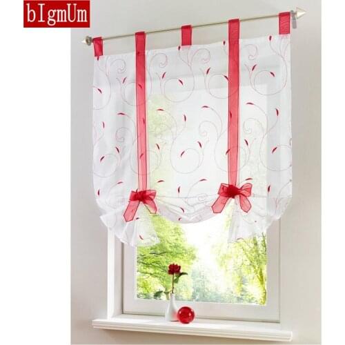 Roman Lace Kitchen Curtains Embroidered Gauze Home Garden Screens Half Coffee Curtain Dust-proof Blinds Balcony Toilet Curtains