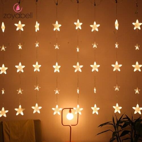 3M LED Star Fairy Curtain Light Christmas Garland String Lights For Xmas New Year Wedding Decorative Festoon Lamp 220V EU Plug