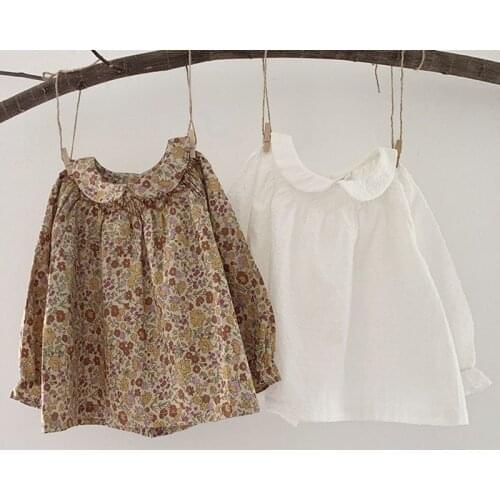 Spring Kids Baby Girls Children Floral Shirt Childrens Shirt 0-4Yrs Autumn Baby Girls Long Sleeve Base Shirt