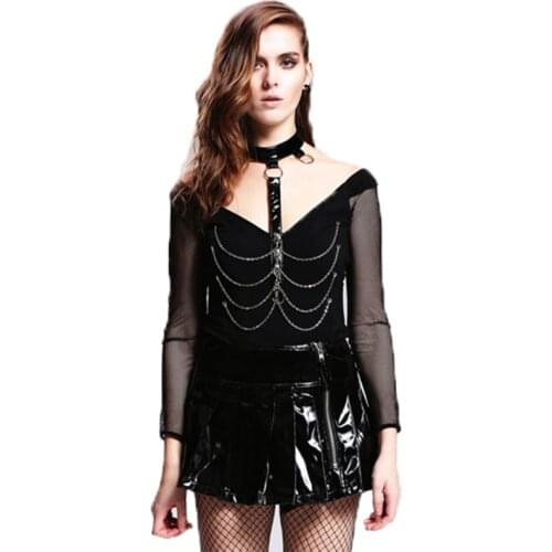 Steampunk Gothic T Shirt Women Black Cotton Top Tshirt Gothic Punk Rock Street Knitted Women Tops With Long Sleeves V Collar