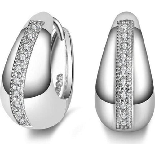 New Angel Stud Earring Earings Fashion 925 Sterling Silver Color Crystal Earrings for Women Nickel Free Wholesale Jewelry #009