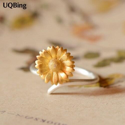 2019 Free Shipping 925 Silver Sunflower Rings For Women Jewelry Finger Rings For Party Birthday Gift
