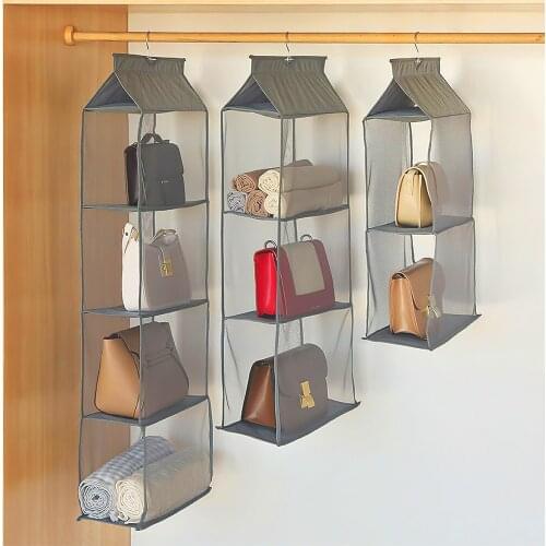 2/3/4 Pockets Women Hanging Wardrobe Closet Bedroom Storage Hanger Dressing Room Wall Shelf Pouches Containers Dust Proof Pocket