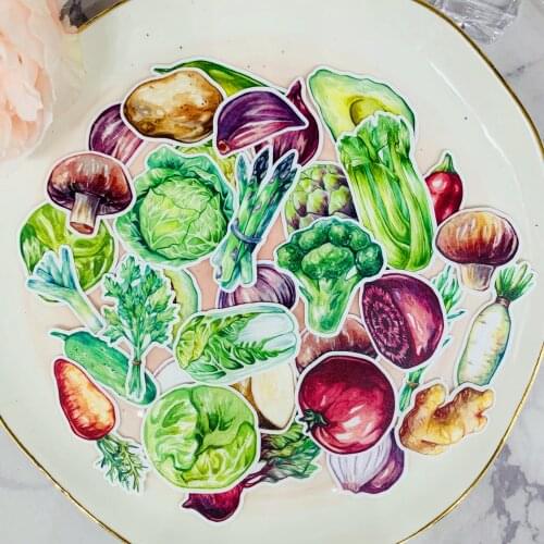 34PCS Vegetable avocado mushroom Scrapbooking stickers book Student kids toys Notebook label Decorative sticker paper Stationery