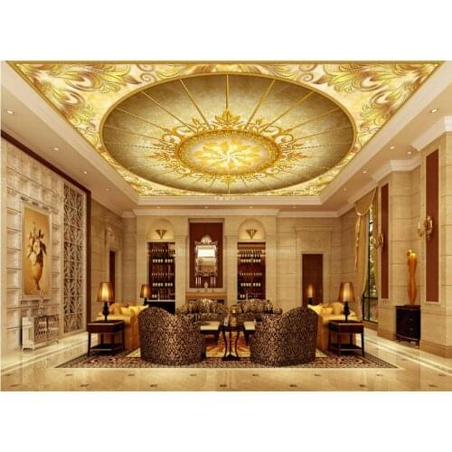 3d ceiling murals wallpaper European pattern Golden Hall 3D Ceiling wallpaper 3d ceiling 3d customized wallpaper
