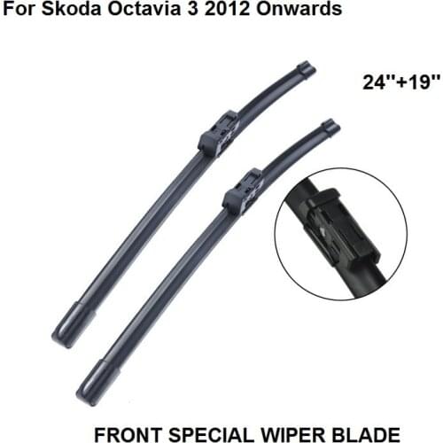 Car Accessory 24''+19'' Windshield Wiper Blade For Skoda Octavia 3 III 2012 Onwards Natural Rubber Bracketless