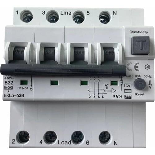 B Type RCBO RCCB with Overcurrent Protection Residual Current Circuit Breaker