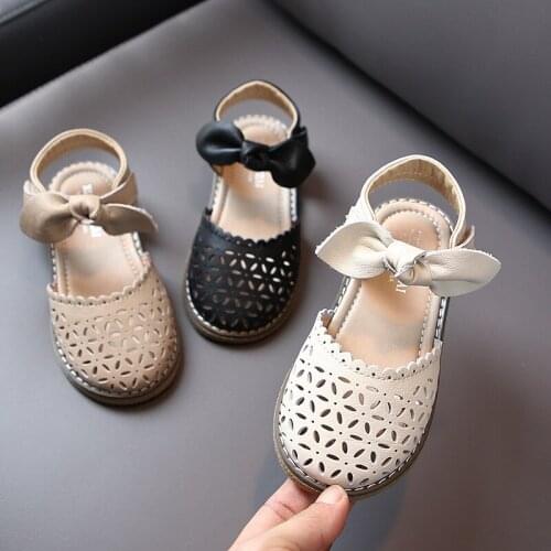Girls Baotou Sandals Summer New Childrens Shoes Korean Version of Bow Soft-soled Baby Sandals Hollow Princess Shoes