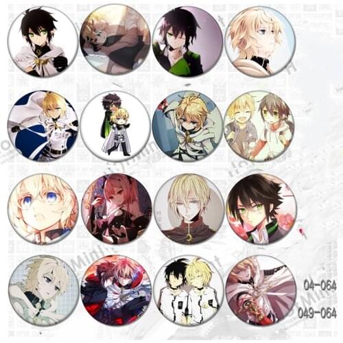 58MM Seraph Of The End Owari No Anime Yuichiro Hyakuya Hiiragi Shinoa Hiiragi Shinoa Kimizuki Badges Brooch Pins