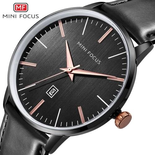 MINI FOCUS Mens Watches Top Brand Luxury Leather Strap Waterproof Quartz Watch Men Casual Reloj Hombre Relogio Masculino Montre