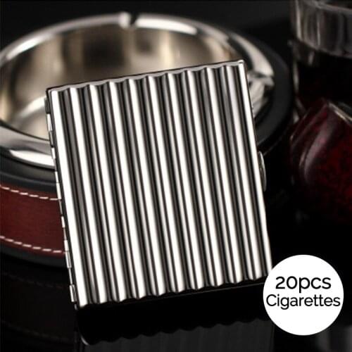 Copper Corrugated Cigarette Case Mirror Anti-stress Moisture-proof 10/20 Sticks Cigarettes Holder Metal Smoking Slim Storage Box