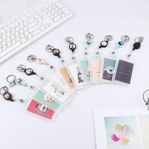 Women Men Business ID Card Holder Cartoon Cute Retractable Credit Card Holders Bank ID Badge Holder Child Bus Card Cover Case