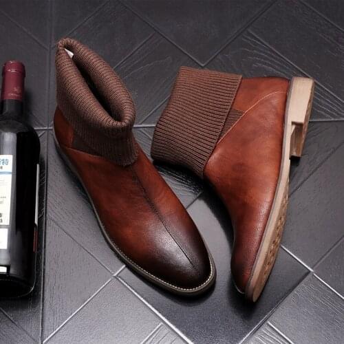 ERRFC New Korean Youth Booties Men Brown Short Ankle Boots Japan Trending Leisure Platform Casual Shoes Black Size 38-43 Zapatos