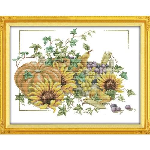 Joy Sunday Good harvest(2) Chinese Cross Stitch Kits Ecological Cotton Stamped Printed 14CT 11CT DIY Wedding Decoration For Home