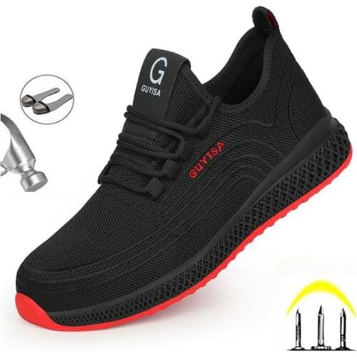 2021Summer Men Mesh Steel Toe Safety Shoes Breathable Working Puncture-Proof Non-slip Safety Shoes Lightweight Sneakers