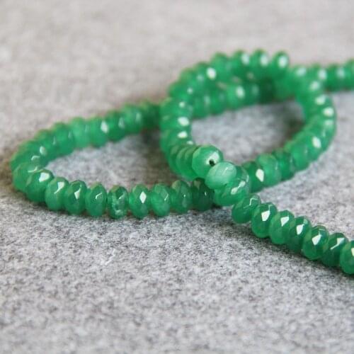 Min Order1) 6*8mm Faceted Green Chalcedony Beads Abacus DIY Beads Natural Stone 15inch Fashion Jewelry Making Design Wholesale