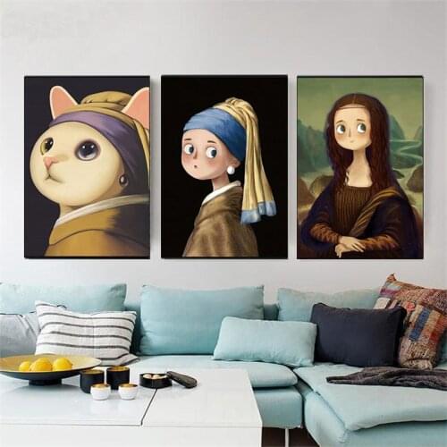 Cartoon Cute World Famous Paintings Canvas Painting Wall Art Nordic Posters and Prints Wall Pictures for Living Room Decoration