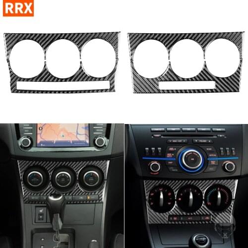For Mazda3 Axela 2010 2011 2012 2013 Mazdaspeed3 Carbon Fiber Sticker Air Conditioning Frame AC Adjusting Knob Car Accessories