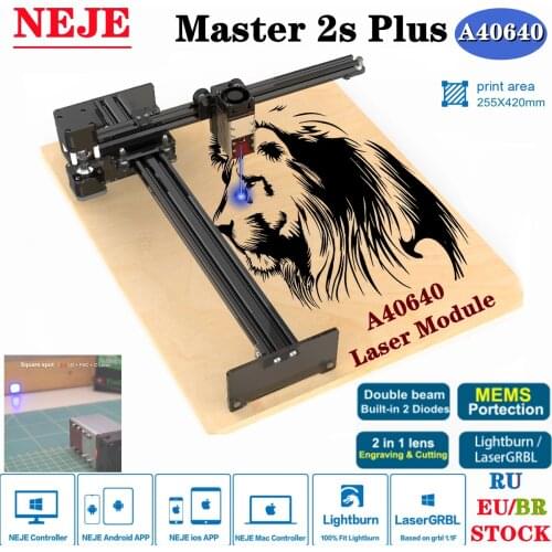 2021 NEJE Master 2S Plus 40W CNC Router Laser Cutter Engraver Engraving Machine 32-bit MCU for Wood Leather Plywood MDF