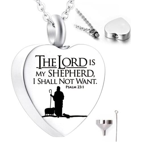 Religion Cremation Urn Necklace Heart Pendant Bible Verse Trust In The Lord Perfume Bottle Necklaces Christian Memorial Jewelry