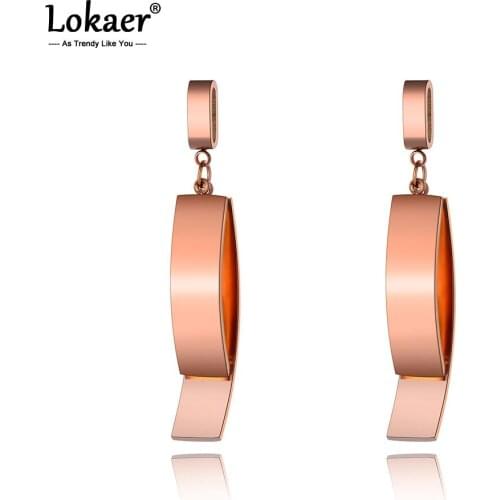 Lokaer Original Design Titanium Stainless Steel Geometry Dangle Earrings Bohemia Style Earrings Jewelry For Women Girls E19313