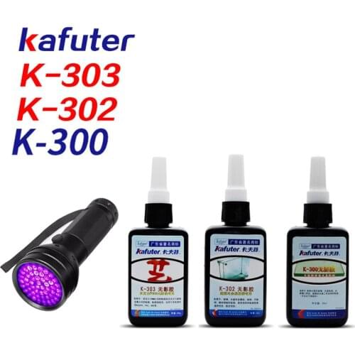 Strong Kafuter 50ml+ 51led UV light UV Glue UV Curing Adhesive K-300 303 302 Transparent Crystal and Glass ABS metal Adhesive