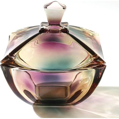 French Colorful Crystal Glass Storage Jar Aromatherapy Bottle with Lid Household Fruit Snack Jewelry Storage Box High-end Gifts