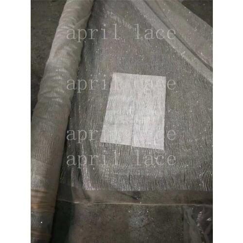 Stock 5 yards/bag Ah1527 # beige mesh silver powder glued glitter print tulle net mesh flower fabric for wedding