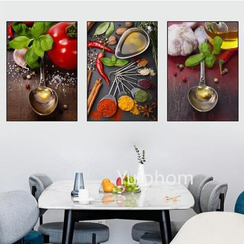 Green Natural Olive Oil and Herbs Spices Canvas Poster Print Home Decor Abstract Wall Art Painting Nordic Living Room Decoration