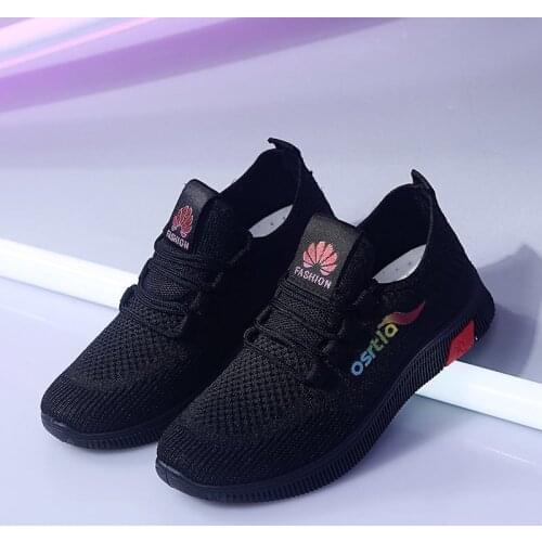 Damyuan Womens Mesh Breathable Vulcanized Shoes All-match Black Mom Casual Shoes Lightweight Non-slipfemale Sneakers 2021 New