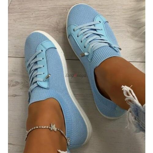 Sale Running Shoes Women Sport Shoes 2021 Lace-Up Breathable Mesh Sports Shoes For Female Lace-Up Flat Sneakers Big Size