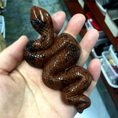 1pcs Natural red obsidian hand-carved animals snake carved crystal ornaments home decorations Halloween gifts