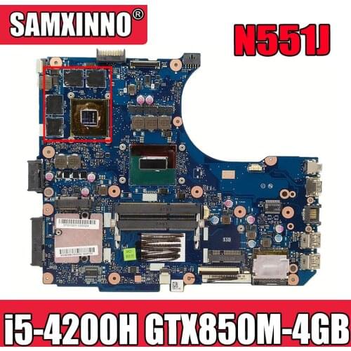 100% new for asus N551J N551JW N551JX G551JM N551JM motherboard mainboard rev.2.0 i5-4200H GTX850M-4GB tested ok